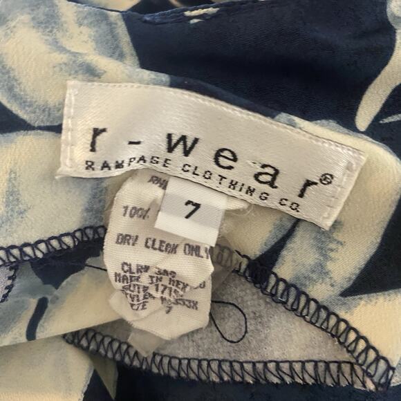 Vintage 90s Y2K Rampage R-Wear Size 7 Dress Blue Faux Wrap Hawaiian Tropical - Picture 9 of 9